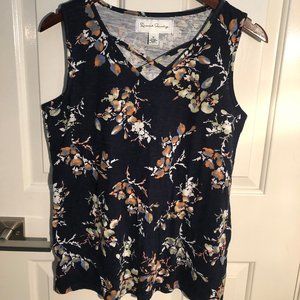 Floral knit sleeveless top